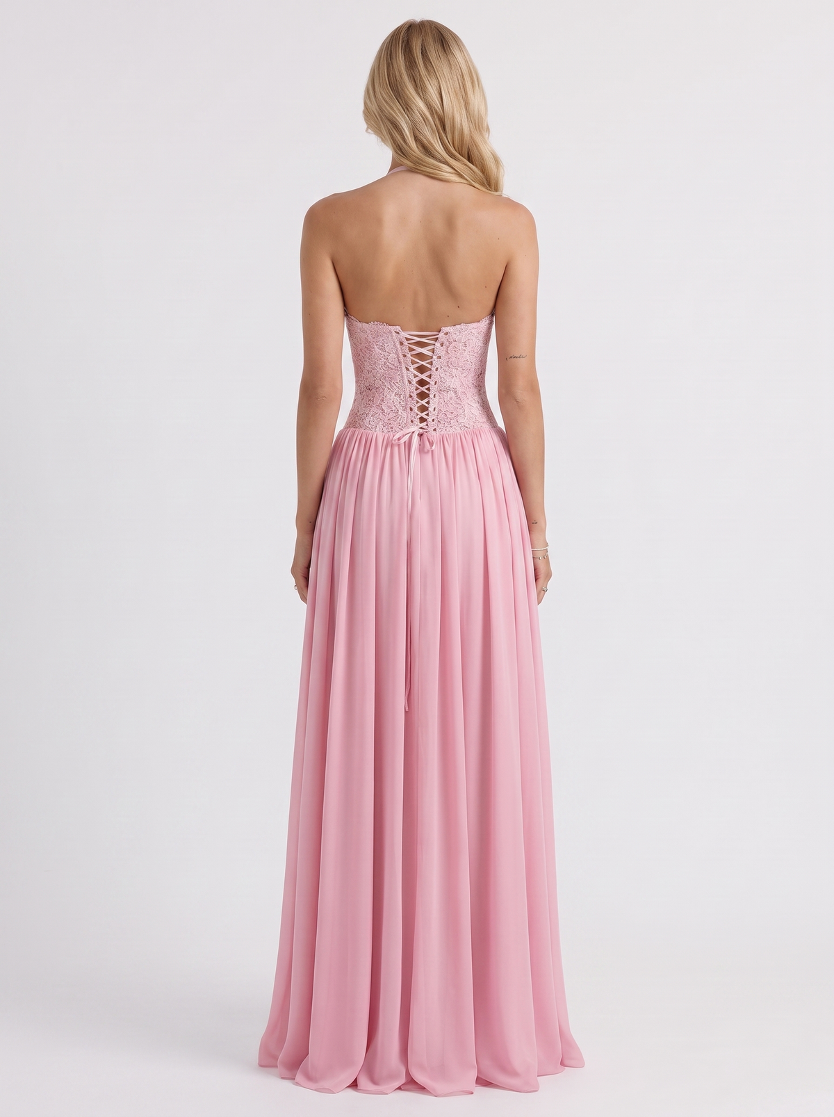 Isabella Lace Maxi Dress - Pink