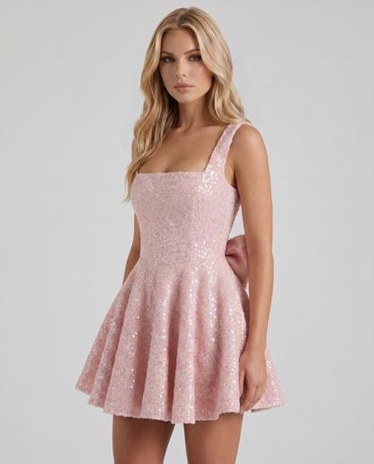 Dorothy Bow Mini Dress - Blush
