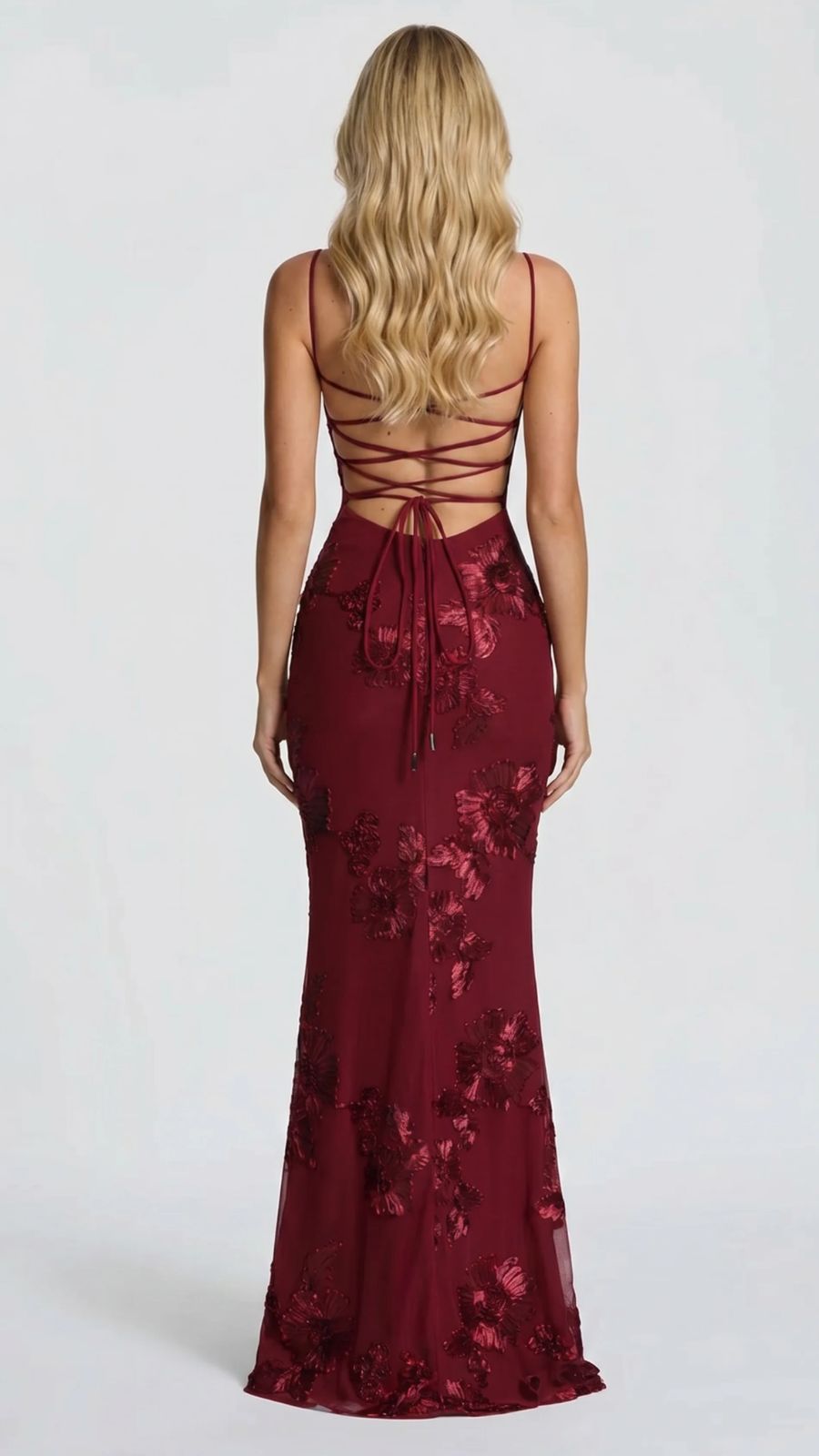 Celestina Floral Maxi Dress - Burgundy