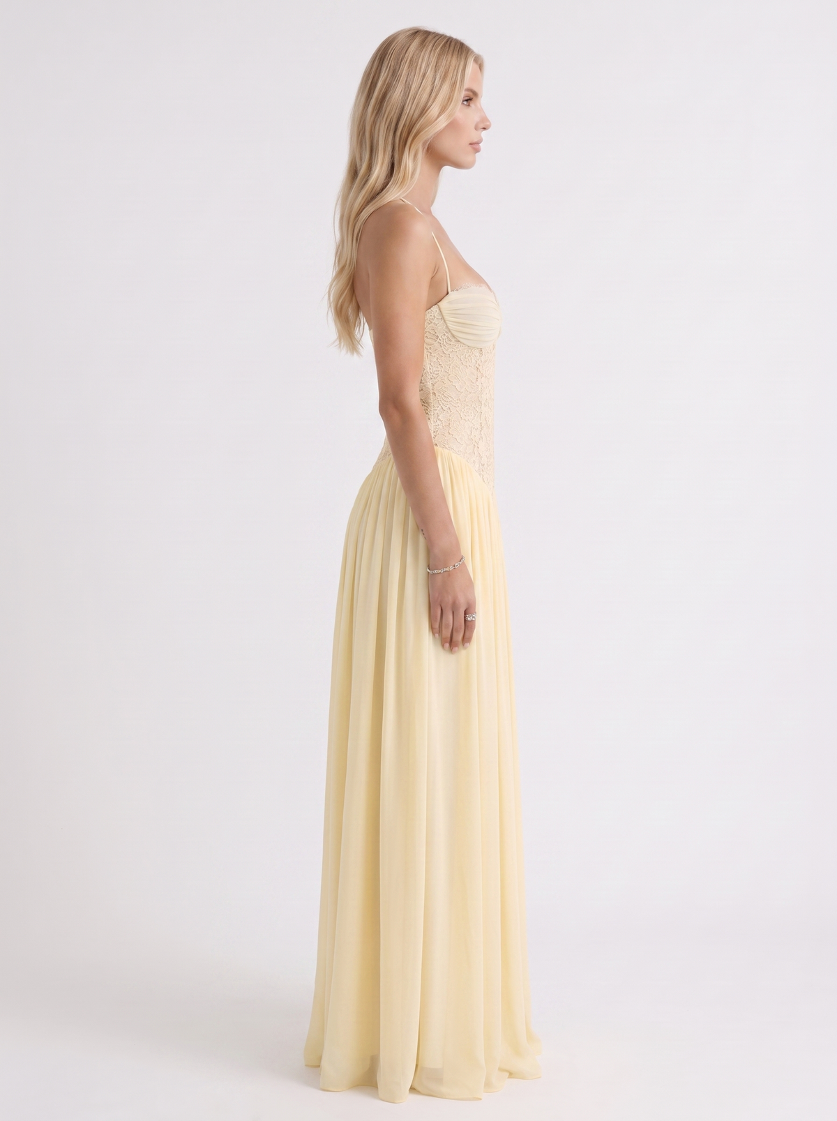 Isabella Lace Maxi Dress - Butter Yellow