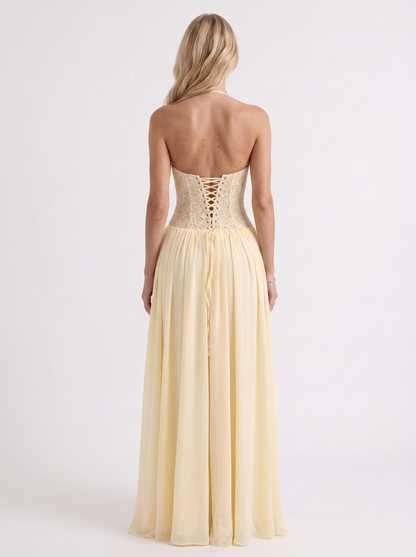 Isabella Lace Maxi Dress - Butter Yellow