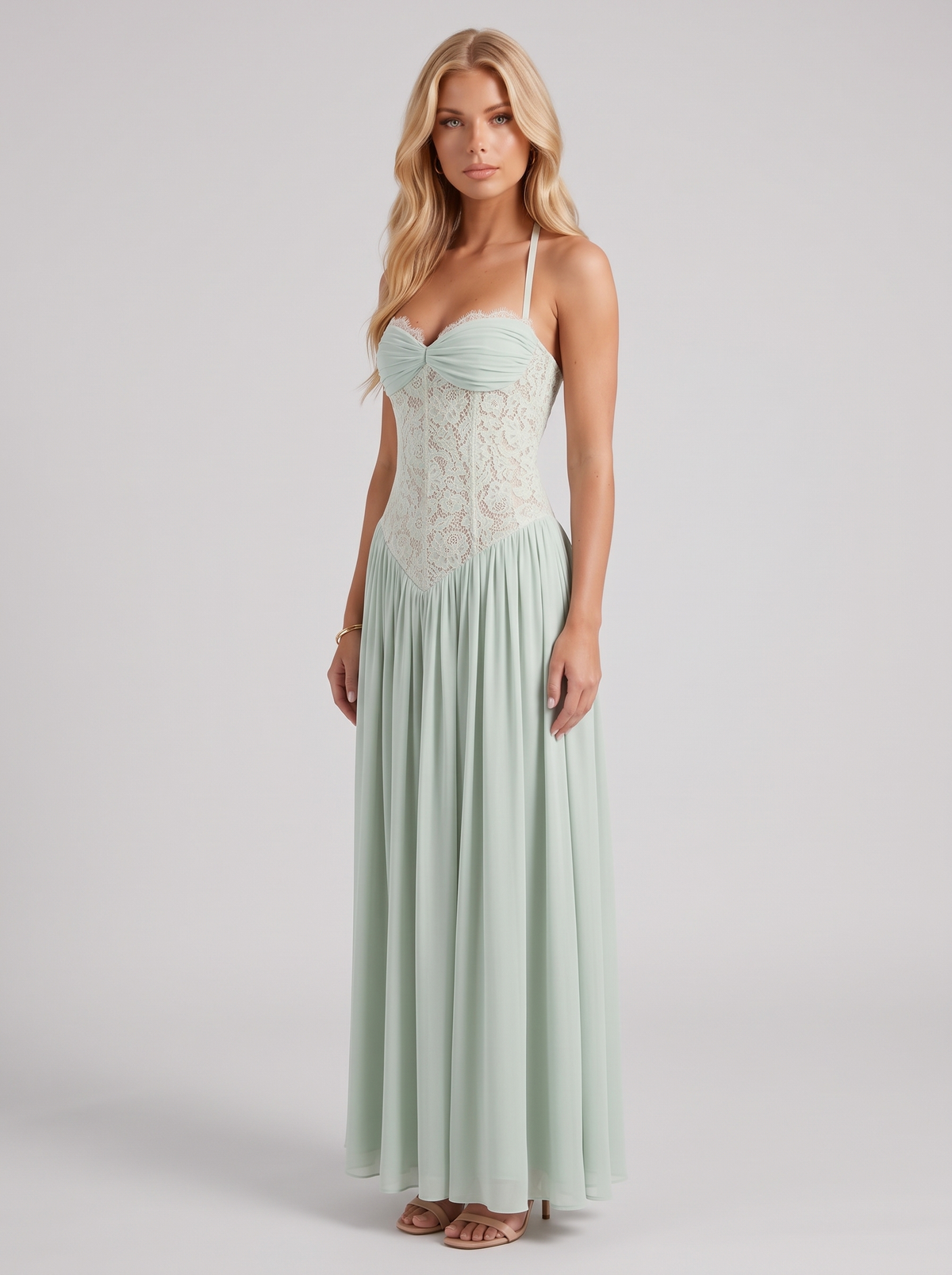 Isabella Lace Maxi Dress - Mint