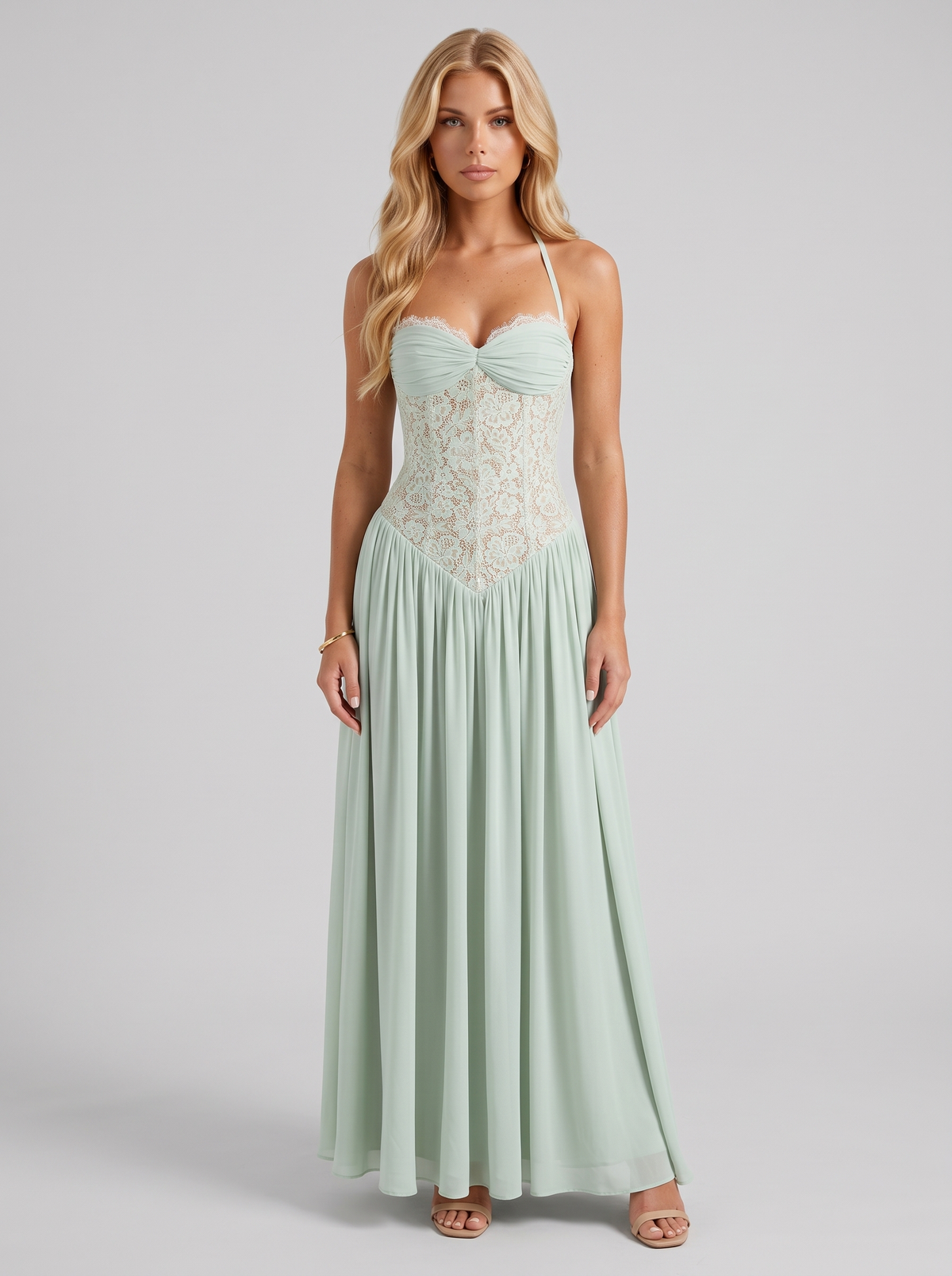 Isabella Lace Maxi Dress - Mint