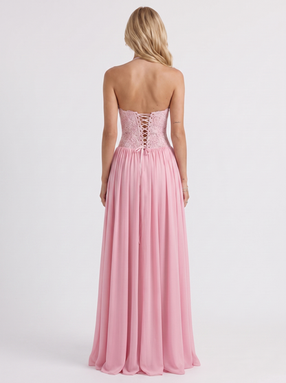 Isabella Lace Maxi Dress - Pink