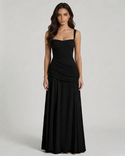Macy Ruched Maxi Dress - Black