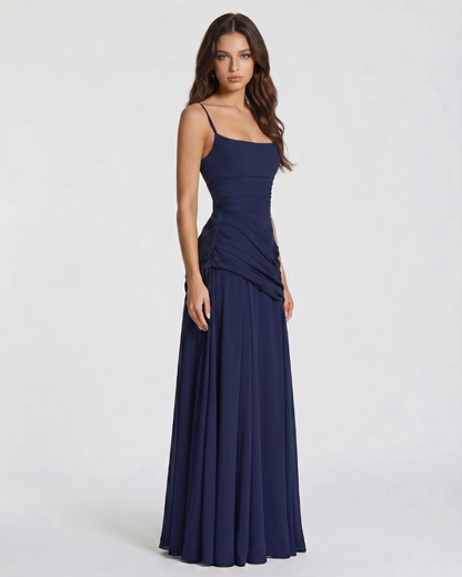 Macy Ruched Maxi Dress - Navy