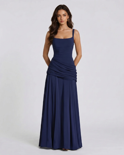 Macy Ruched Maxi Dress - Navy