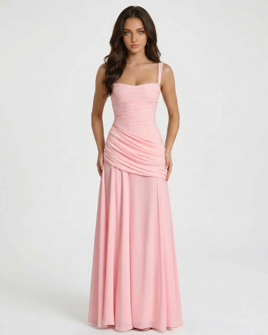 Macy Ruched Maxi Dress - Pink