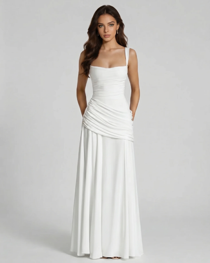 Macy Ruched Maxi Dress - White